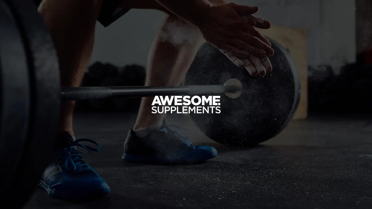 Awesome Supplements training scene with barbell