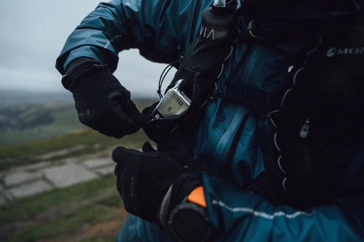 STYRKR ultra endurance nutrition product during a trail run